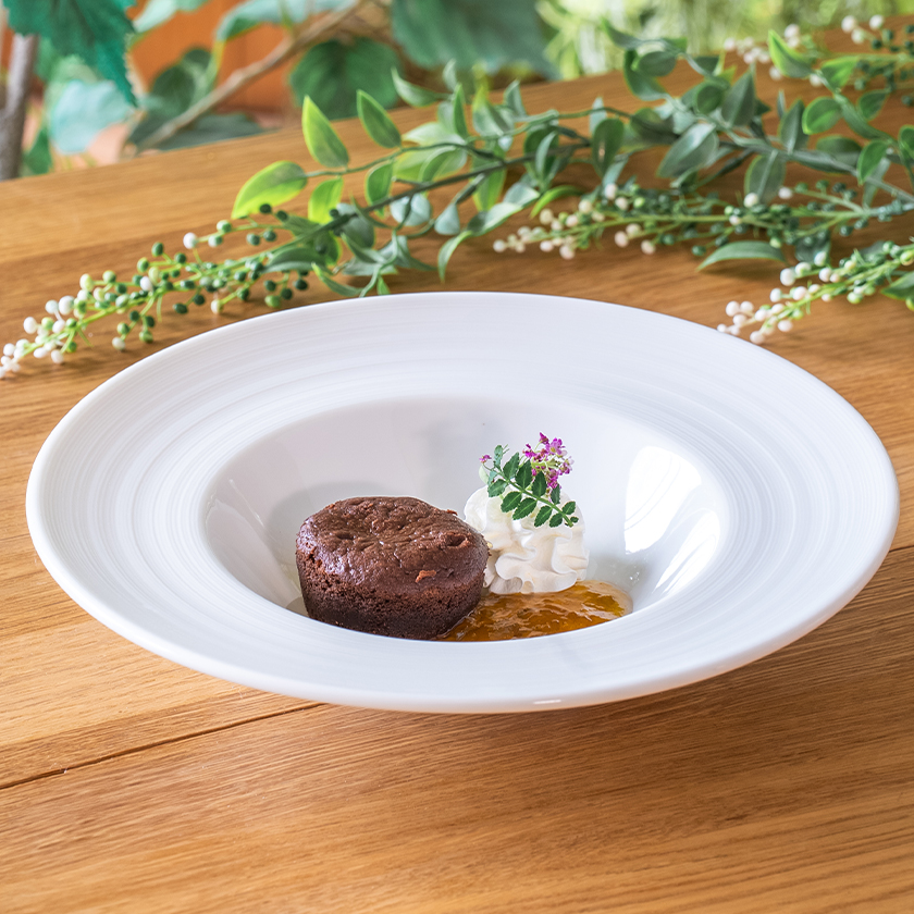 フォンダンショコラ越生梅ジャムを添えて